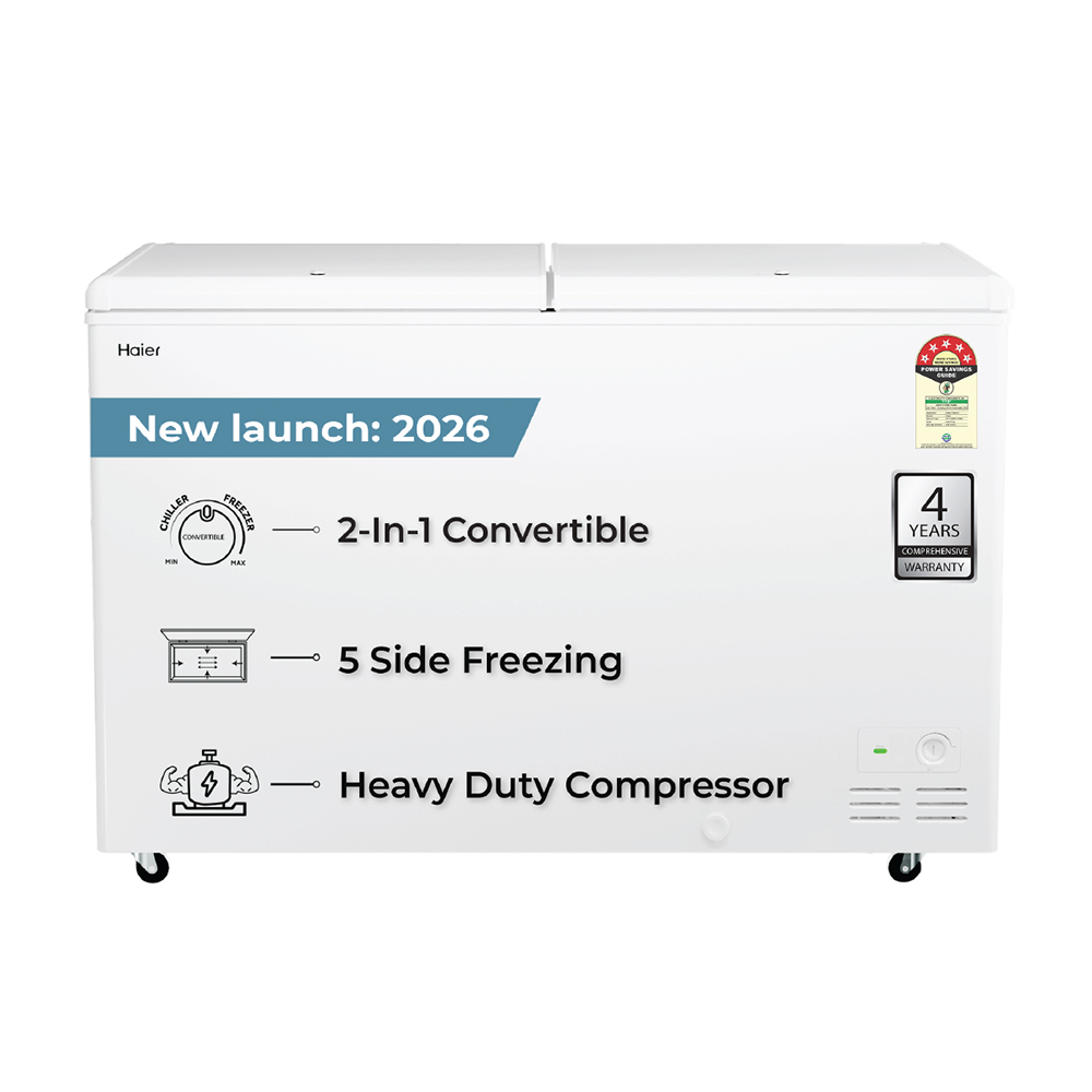 Haier Deep Freezer 500L, Hard Top Convertible Double Door (White)